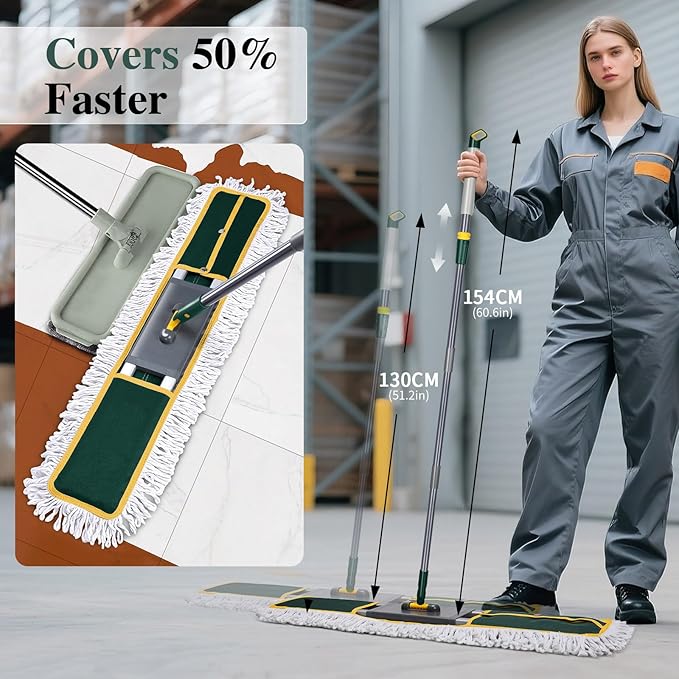 Masthome 36 Commercial Mop with 3 Microfiber Pads &amp Extra Large Microfiber Mop for Floor Cleaning with 5 Pad 1 Cleaning Scraper Included - Home &amp Office Suitable