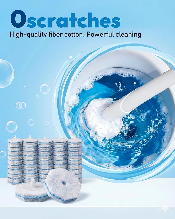 Disposable Toilet Wand Refill Compatible with Clorox Toilet Brush 60 Count Disposable Heads for Deep Cleaning