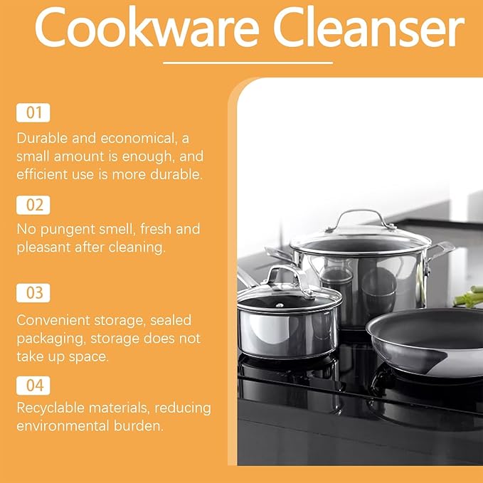 Cookware Cleaning Paste - Removes Grease Rust &amp Stains Leaves Shine Suitable For Stainless Steel &amp Kitchen Utensils(3PCS)
