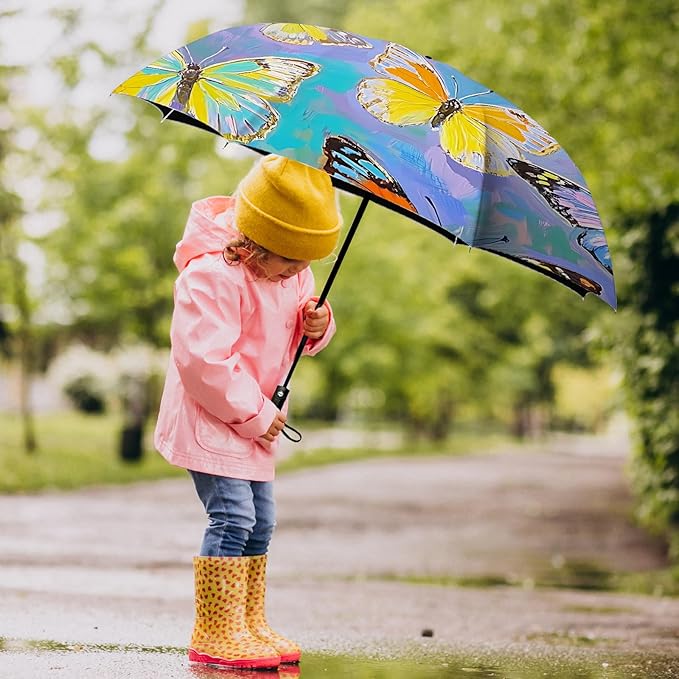 Small Compact Travel Automatic Folding Umbrella for Women Portable Lightweight Rain Wind UV Sun Shade