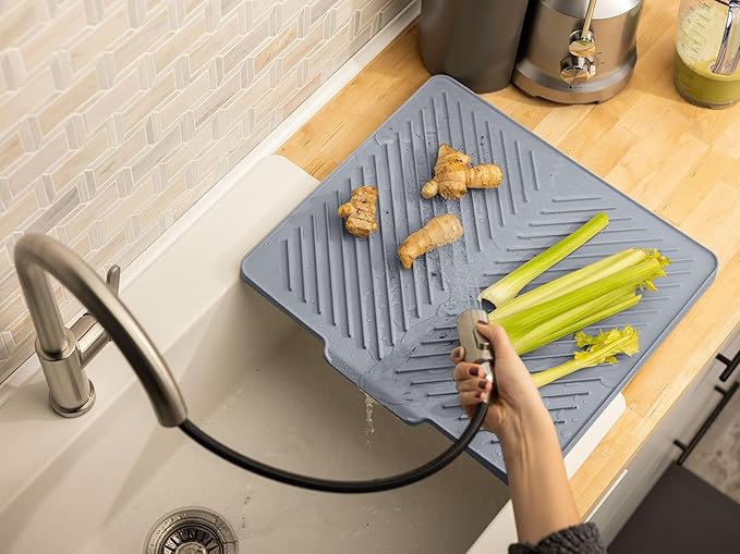 WeatherTech DishMat Drain- 16 x 18 Drip Dry Hand-Washed Dish Drying Mat Slate