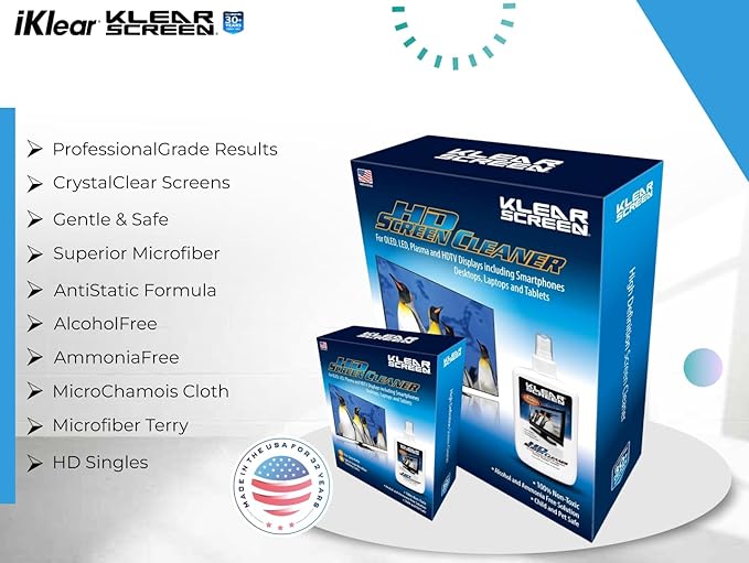 Electronic Cleaner Kit for iPhones and LED TVs - 8 oz. Spray Bottle Large Microfiber Chamois Cloth and Large Microfiber Terry Cloth for Crystal-Clear Screens and Brilliant Displays