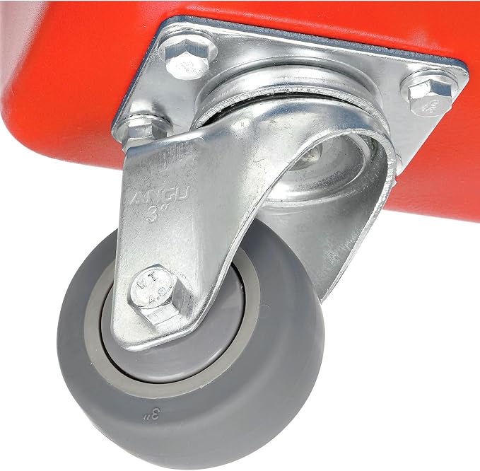 Global Industrial 6 Bushel Plastic Bulk Box Truck Direct Mount Base 500 lbs. Capacity 3 Non-Maring Rubber Casters Red 33-2/5L x 23 W x 24-1/2H