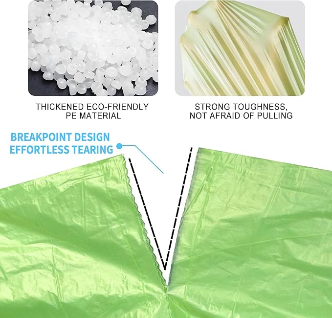 4 Gallon green Trash Bags - Drawstring small trash Bags for Bathroom Kitchen Bedroom Office 200Count Durable &amp Thick Trash Bag