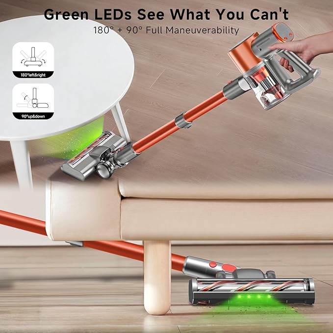 Stick Cordless Vacuum Cleaner - Lightweight Handheld Vacuum with Self Standing Removable Battery with 45min Running Time Anti-tangle Wireless Vacuum for Home Pet Hair/Hardwood Floor/Carpet OB