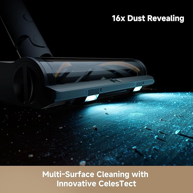 DREAME Cordless Stick Vacuum R20 Pure 150AW Powerful Suction Celeste LED Illumination Anti-Tangle Hard Floor &amp Carpet Cleaning Up to 90Min Runtime LED Screen Lightweight Versatile Attachme
