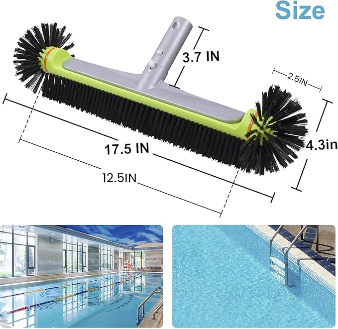 Sepetrel Pool Brush Head for Cleaning WallsHeavy Duty Inground/Above Ground Swimming Pool Round Scrub Brushes with Premium Strong Bristle &amp Reinforced Aluminium Back