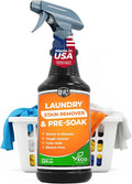Heavy Duty Laundry Stain Remover &amp Pre-Soak Spray - 32 fl oz - Industrial Strength Fabric Spot Cleaner - Removes Oil Blood Urine Pet Grass Sweat - Pre-Wash Treatment - Color Safe Non-Bleach