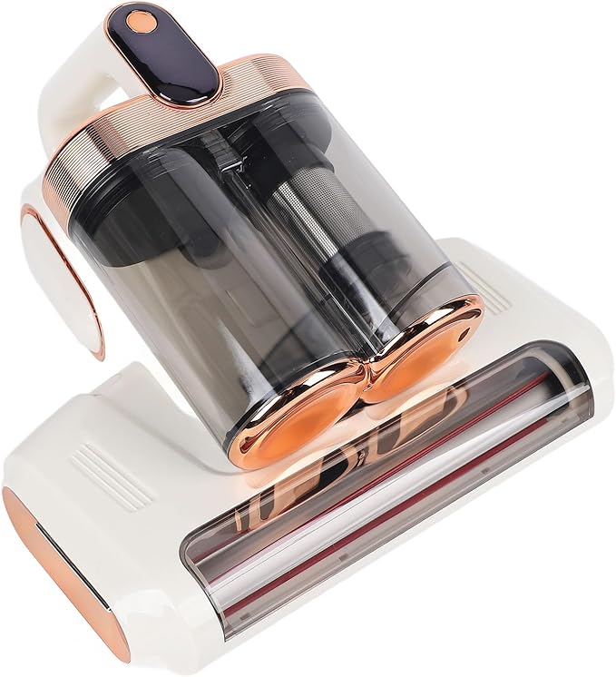 ANGGREK Bed Vacuum Cleaner 520ml Large Dustbin 13000pa Suction Vaccum for Dust Pet Hair (White Gold)