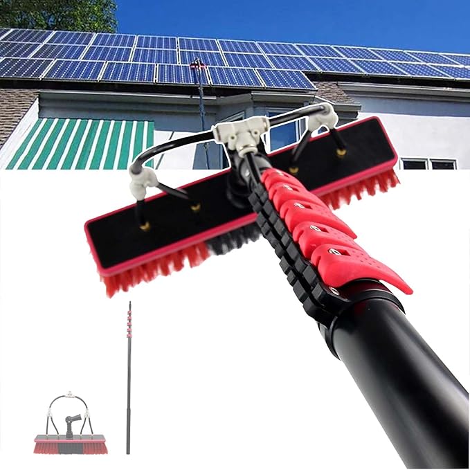 Water Fed Pole Kit Window Cleaning Kit with Extension Pole 3.6-10.8M Window Cleaning PoleTall Window Glass Cleaning Poles Telescopic Water Fed Brush Window Washer Wand Washing Tool10.8m（36FT）
