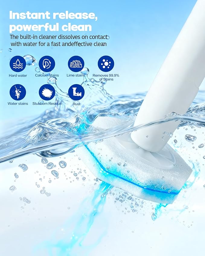 60 Pack Toilet Wand Refills Compatible with Clorox Toilet Brushes Instant Foam Cleaning Secure Lock No Slipping Odor Neutralizing Easy Snap-On Design