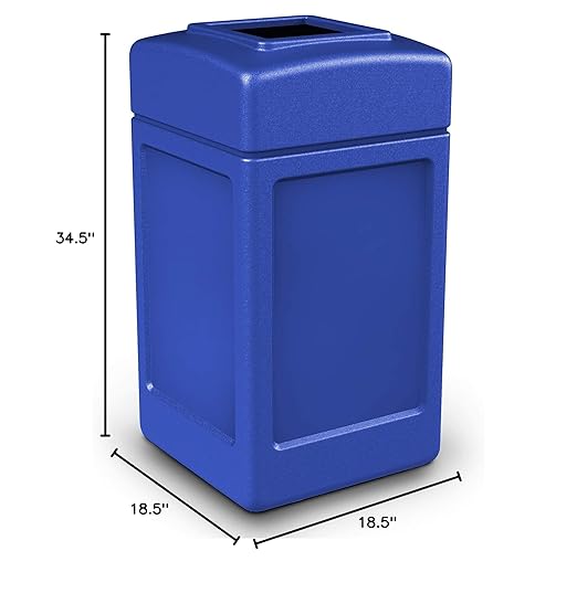 Commercial Zone Products 732104 Square Waste ContainerBlue42 Gallon