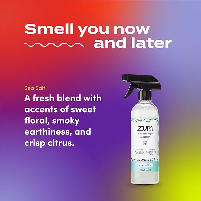 Zum by Indigo Wild All-Purpose Cleaner Combo (Pack of 2) - Natural Multipurpose Cleaners with Essential Oils Baking Soda &amp More - Frankincense &amp Myrrh &amp Sea Salt 16 fl oz Each