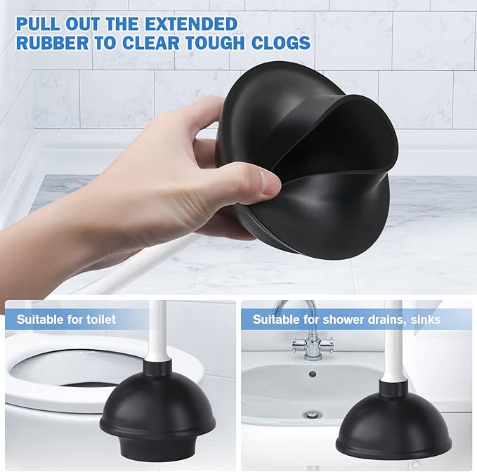 Toilet Plunger and Brush Bowl Brush and Heavy Duty Toilet Plunger Set with Ventilated Holder 2-in-1 Bathroom Cleaning Combo with Modern Caddy Stand for 5.7-inch Toilet Drain(White 2 Set)