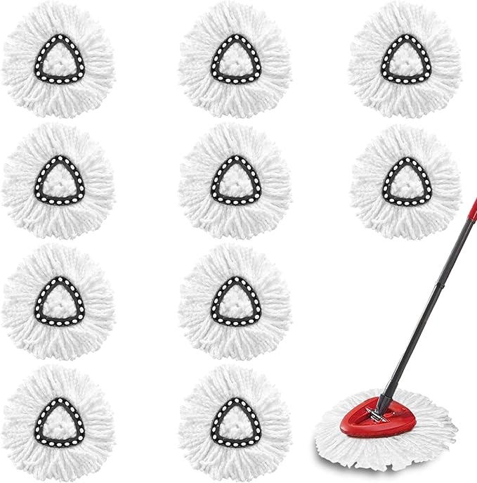 10Pack Spin Mop Replacement Heads100% Microfiber Mop Head Replacement Compatible with Triangle Spin Mop Easywring 1-Tank System Easy Cleaning Microfiber Machine Washable
