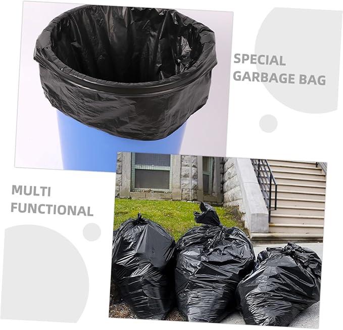 50pcs Large Heavy Duty Trash Bags 80x100cm Black Garbage Bags for 100l Kitchen Office Outdoor and Commercial Use