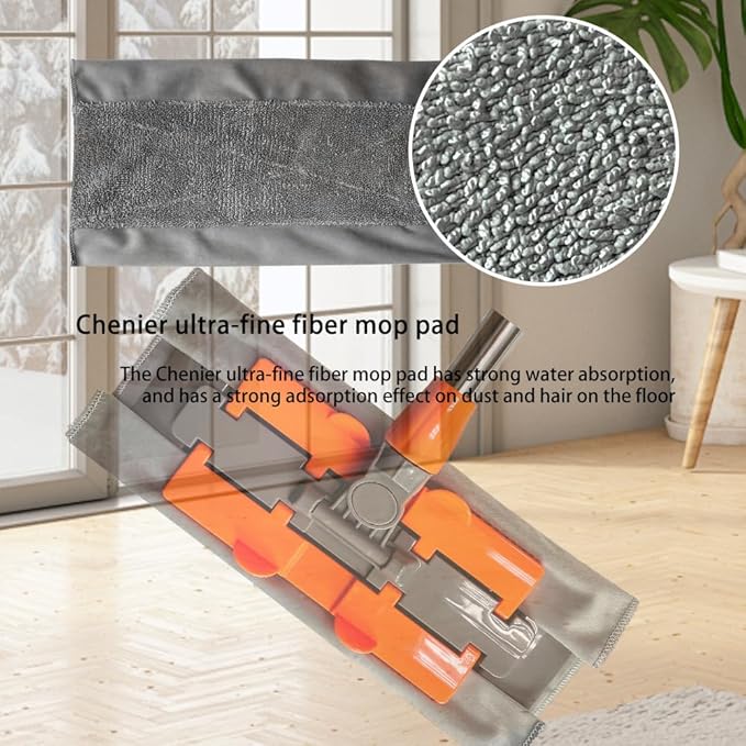 Professional Microfiber Mop Includes 2 Reusable Mops Head and 1 Scrub Brush Ideal for Hardwood and Tile Floor Cleaning Stainless Steel Telescopic Handle Rotating mop Head