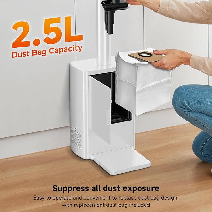 Cordless Stick Vacuum Cleaner with Auto Empty System Self-Charging Base Powerful Suction for Pet Hair on Carpet &amp Hardfloor Lightweight Anti-Tangled Handheld Vacuum HEPA Filtration Black