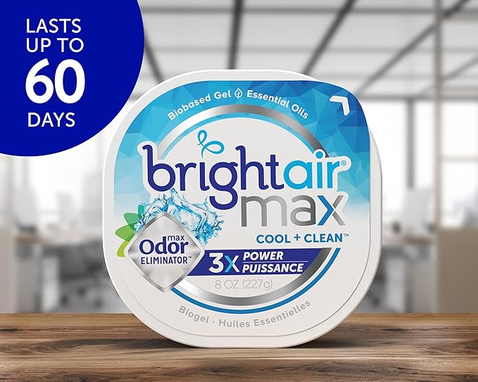 Bright Air Max Odor Eliminator Gel Biobased Air Freshener Cruelty Free Cool and Clean Scent 8 Oz Each 6 Pack