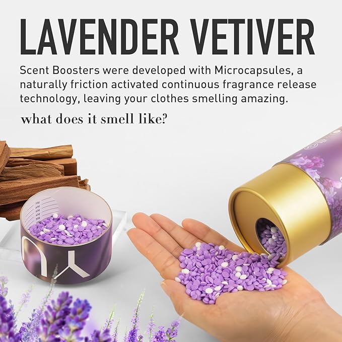 YUCO Scent Beads Laundry NaturalUltra-Concentrated Two-Color Laundry BeadsEffective Fabric DeodorizerSoftenStatic FreeMicrocapsule Tech Scent Lock Fresh Last 12Weeks(Lavender Amberwood12.6OZ)