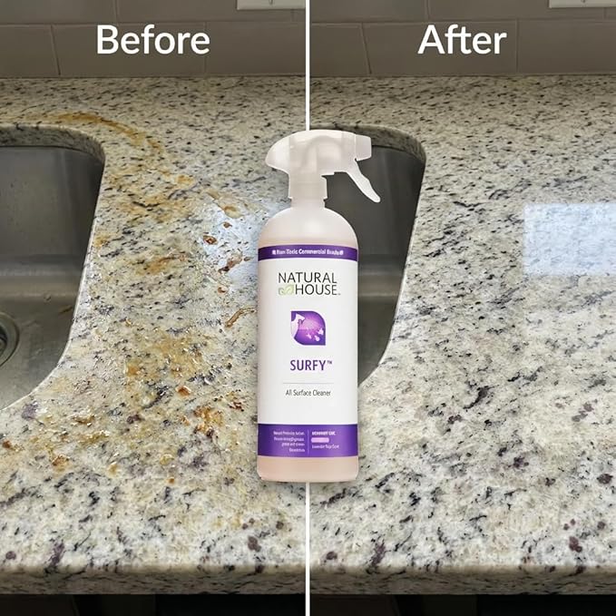Natural House Surfy - Probiotic All-Purpose Cleaner Spray - Multi-Surface Formula - Plant-Based - Lavender Sage Scent - 128 oz