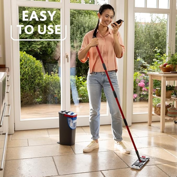 Vileda H2PrO Flat mop System - Revolutionary Clean and Dirty Water Separation - Water-Saving Design - Compact Storage - Ergonomic Handle - Microfibre Power - Can be Used one-Handed