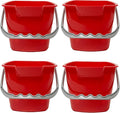 4 Pack Sanitizing Buckets 3 Quart Square Sanitizing Bucket Stackable Small Cleaning Pail with Handle Detergent Buckets for Restaurant Commercial Home Kitchen Office School Red