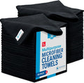 Microfiber Wholesale 16 x 16 All Purpose Towels - 50 Pack - Reusable Wash Cloths Dust Kitchen Car Shop Rags for Cleaning (Black)