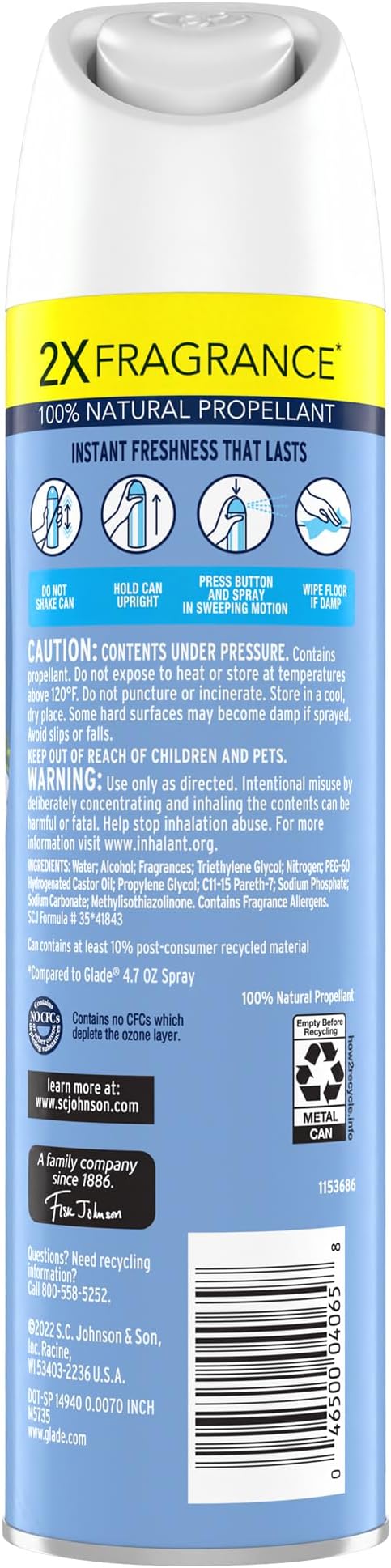 Glade Air Freshener Room Spray Clean Linen 8.3 oz 6 Count
