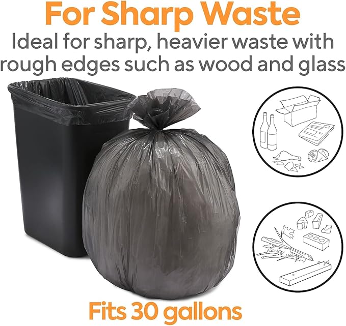Professional 20-30 Gallon Trash Bag 30 x 36 Low Density 0.45 mil Black 250 Bags/Box
