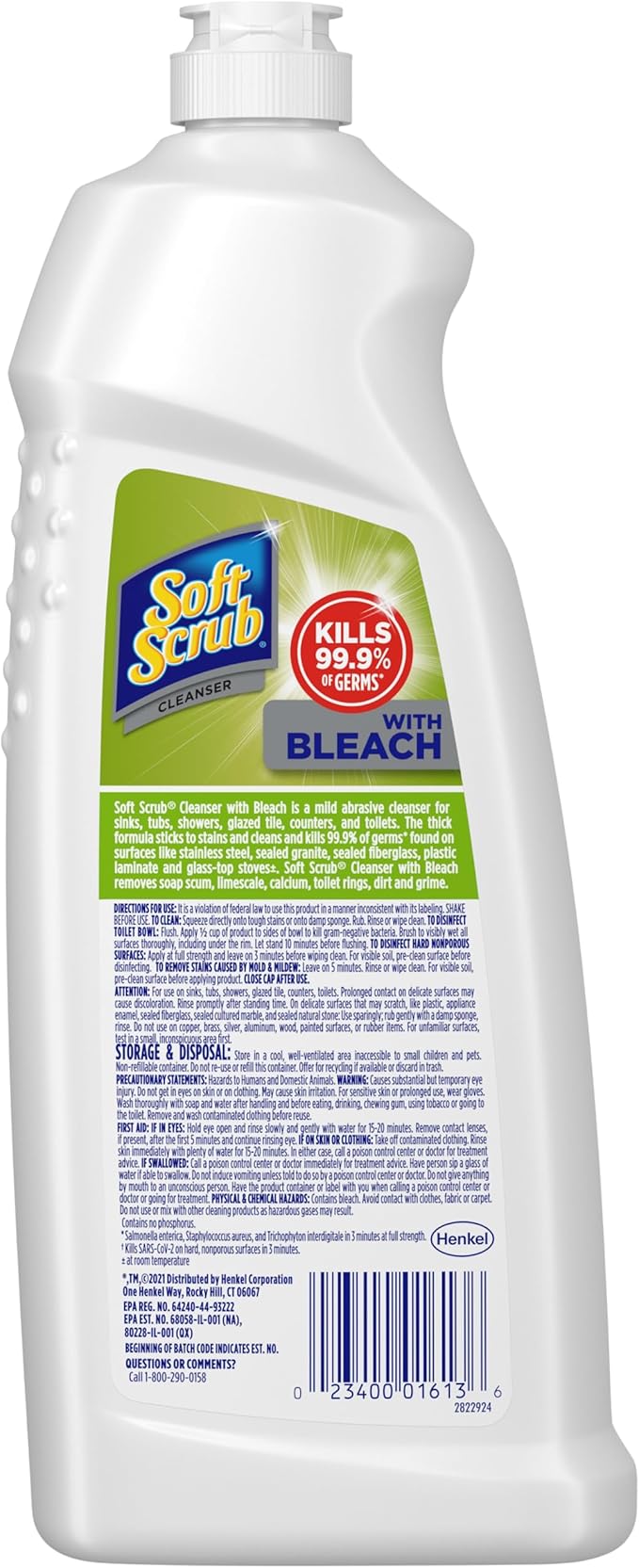 Soft Scrub Antibacterial Cleaner with Bleach Surface Cleanser 36 Ounce (Pack of 6)