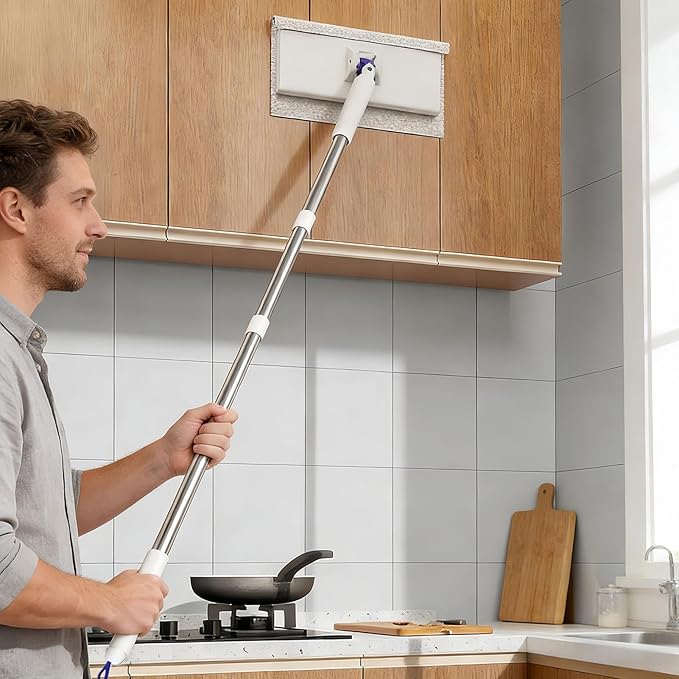Flat Mop - Dry and Wet Use Cleaning Tools | Click Mop | for Kitchen Bathroom Tile Home Car Apartment Living Room Bedroom Glass Ceiling