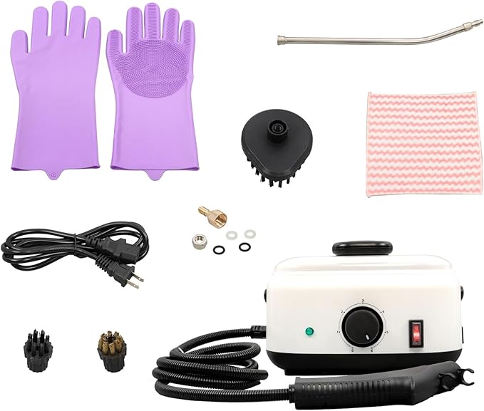 kimllier Portable 1500ml Steam Cleaner 2500W High-Pressure Deep Cleaning for Car Interiors Bathroom Tiles Upholstery Grout Lines Windows