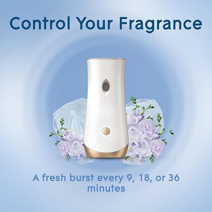 Glade Automatic Spray Refill and Holder Kit Air Freshener for Home and Bathroom Clean Linen 6.2 Oz 2 Count