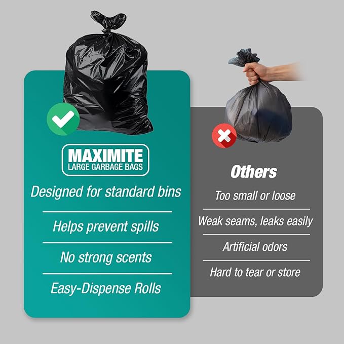 95–96 Gallon Heavy Duty Trash Bags – 30 Count Large Black Garbage Bags for Outdoor Bins Contractor Lawn and Commercial Use – 2.5 Mil Thick Can Liners 61 x 68