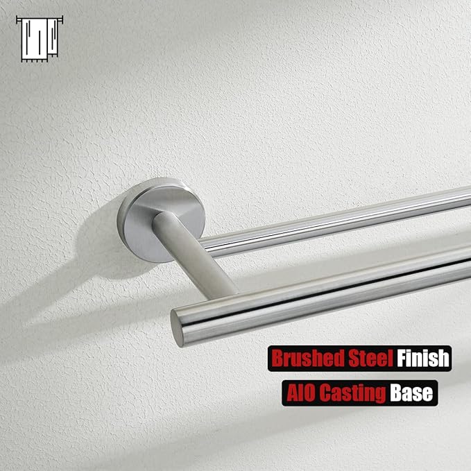 JQK Double Bath Towel Bar 20.5 Inch 304 Stainless Steel Thicken 0.8mm Towel Rack Bathroom Towel Holder Brushed Finished Wall Mount Useable Length 18 Inch TB100L18-BN