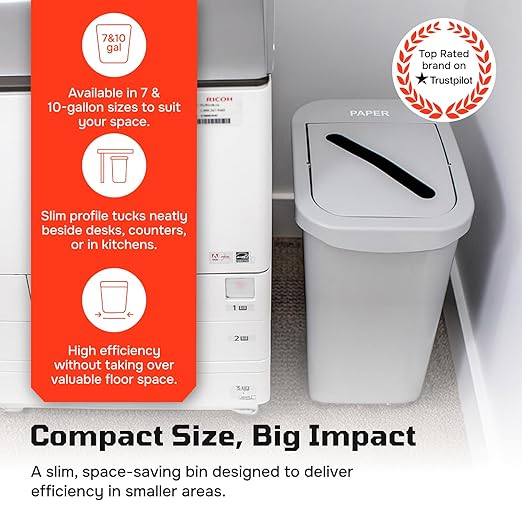 City Box 10 Gallon Waste Bin Trash Can with Lid for Residential Offices and Commercial Recycling - NYC Compliant- NYC Compliant - Black