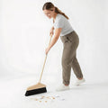 Horse Hair Broom with Long Handle: Wooden Heavy Duty Floor Broom Soft Bristle Pine Sweeper Household Cleaning Tool for Home Kitchen Office Indoor Outdoor
