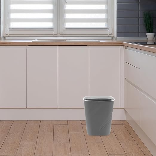 Unomor Small Trash Can Grey Plastic Wastebasket Without Lid Large Capacity Office Bathroom Bedroom Mini Garbage Bin for Home Kitchen Storage