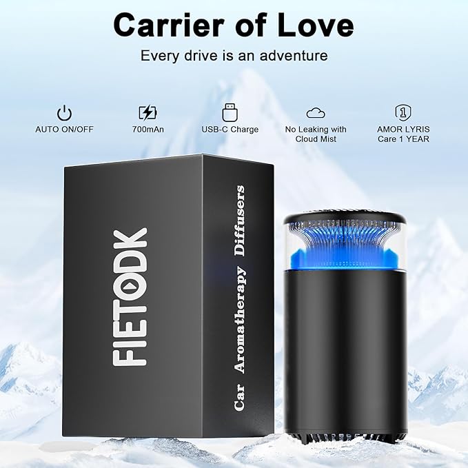 Smart Car Air Fresheners Ambient Light &amp Mist Fragrance Auto On/Off Car Air Freshener Diffuser Adjustable Intensity Premium Scents Refill Lasts 1000 Times Built-in Battery Fanaticism