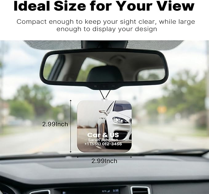 50PCS Custom Logo Bulk Car Air Fresheners Wholesale Custom Double-Sided Car Air Fresheners with Photo Text Logo Suitable for Truck and Car Drivers as Well as Business Logos (50 Square)
