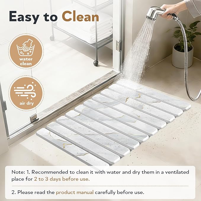 Diatomaceous Earth Dish Drying Mat Foldable Quick Dry Stone Drying Mats for Kitchen Counter Countertop Water Absorbent Stone Bath Mat for Bathroom with Towels Non Slip Pad 24×16