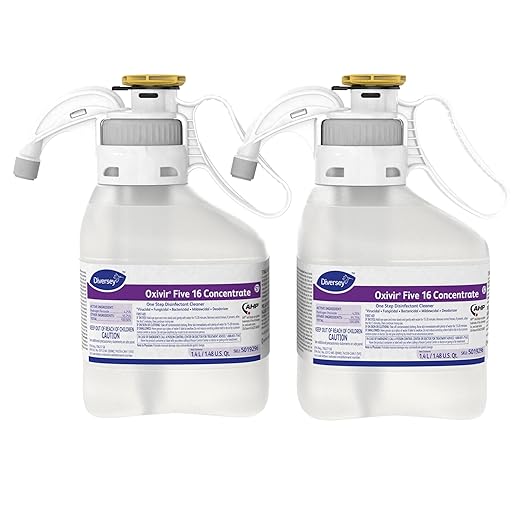 Oxivir Diversey 5019296 Five 16 One-Step Hospital Strength Disinfectant Liquid Cleaner Accelerated Hydrogen Peroxide SmartDose Concentrate 1.4-Liter (Pack of 2)