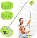 2 in 1 Lightweight Wall Cleaner Mop with Long Handle 75 190cm Ceiling Duster Lint-Free Chenille Fiber Mop for Kitchen Baseboard Floor Glass Window Roof Cleaning Washer Scrubber Brush Tool Wet Dry Use