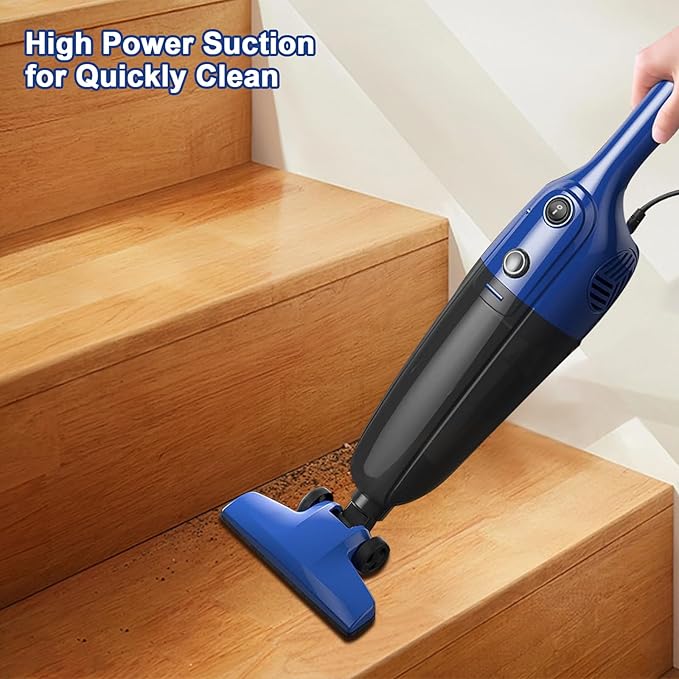 Vacuum Cleaner for Home.Wired Corded Stick Vacuum Cleaner for Pet HairCarpetHard Floor and Car CleaningHigh Power SuctionLightweight&ampPortable for Carrying.(Blue) (Blue Small)