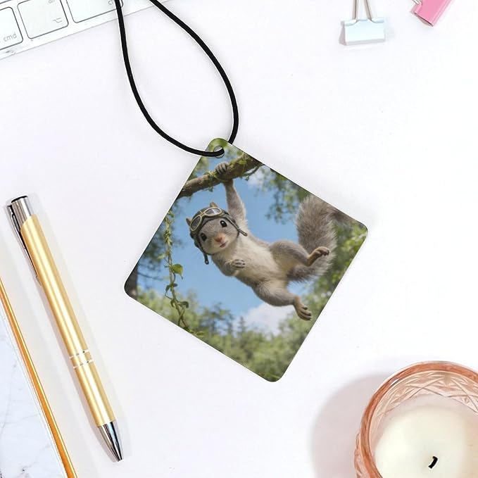 5PCS Car Air Freshener Hanging Personalized Double Sided Squirrel Swinging Car Fresheners Long Lasting New Cars Scents Cute Automotive Freshies for Closets Drawers (tea)