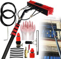 Water Fed Cleaning Tool Telescopic Pole Window Cleaner Photovoltaic Panel Cleaning Tool with Water Supply Hose and A Pair of Rubber Gloves 3-in-1 Cleaning Kit7.2m/24ft