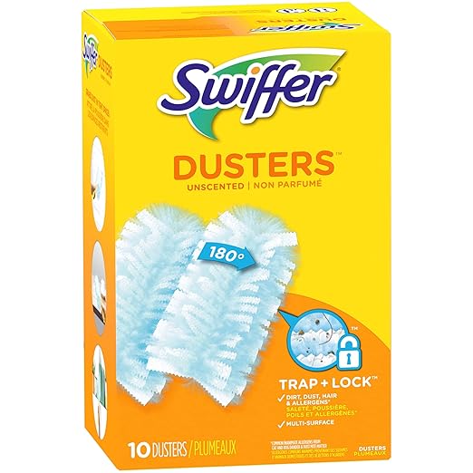 Swiffer Refill Dusters Dust Lock Fiber Light Blue Unscented 10/Box 4 Box/Carton