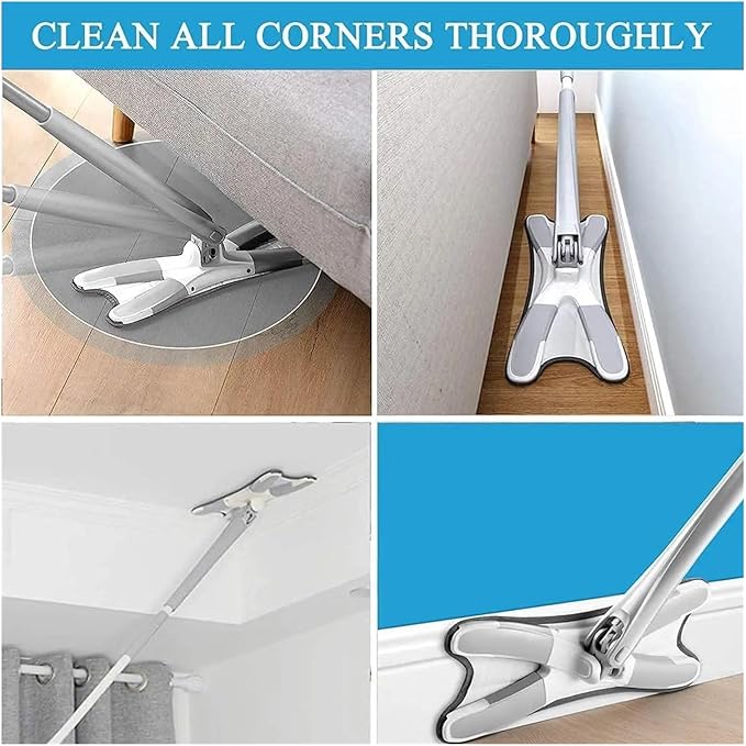 X-Shaped Micro Fiber Floor Cleaning Mop Hand-Free Wash Self Wringing Flat 360 Degree Dry/Wet for Home Kitchen Hardwood(1mop 1 Cloth)