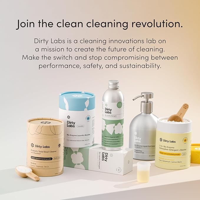 Dirty Labs | Probiotic Toilet Bowl Cleaner Powder | with Phytolase Bio Enzymes | 24 Doses | Septic-Safe Biodegradable Bleach-Free | Verdure Scent (Cassis. Tuberose. Birch.)